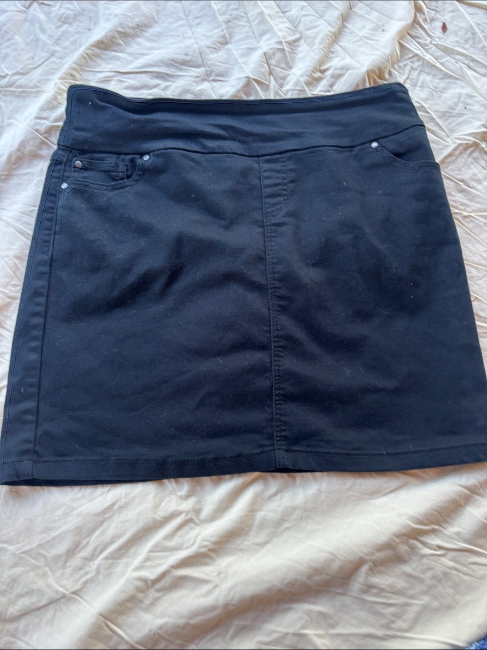 Women's Black Stretch Mini Skirt with Pull-On Waist